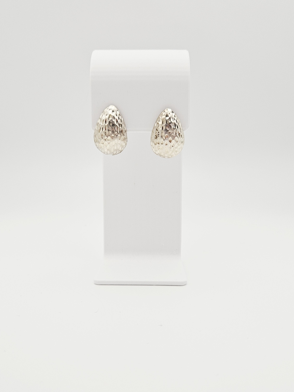 Hammered Teardrop Stud Earrings in Sterling Silver